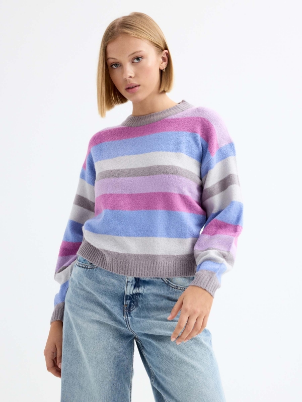 Jersey oversized cuello perkins morado vista media frontal
