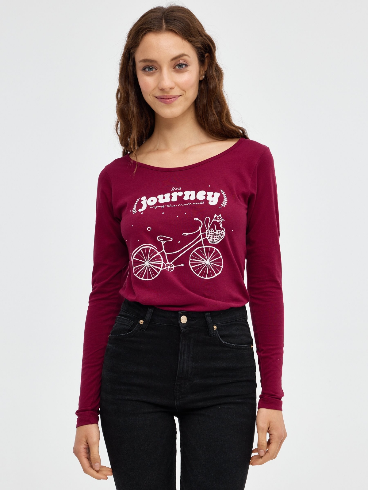 The Journey T-shirt garnet middle front view