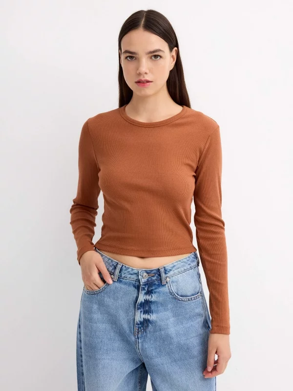 T-shirt básica slim crop