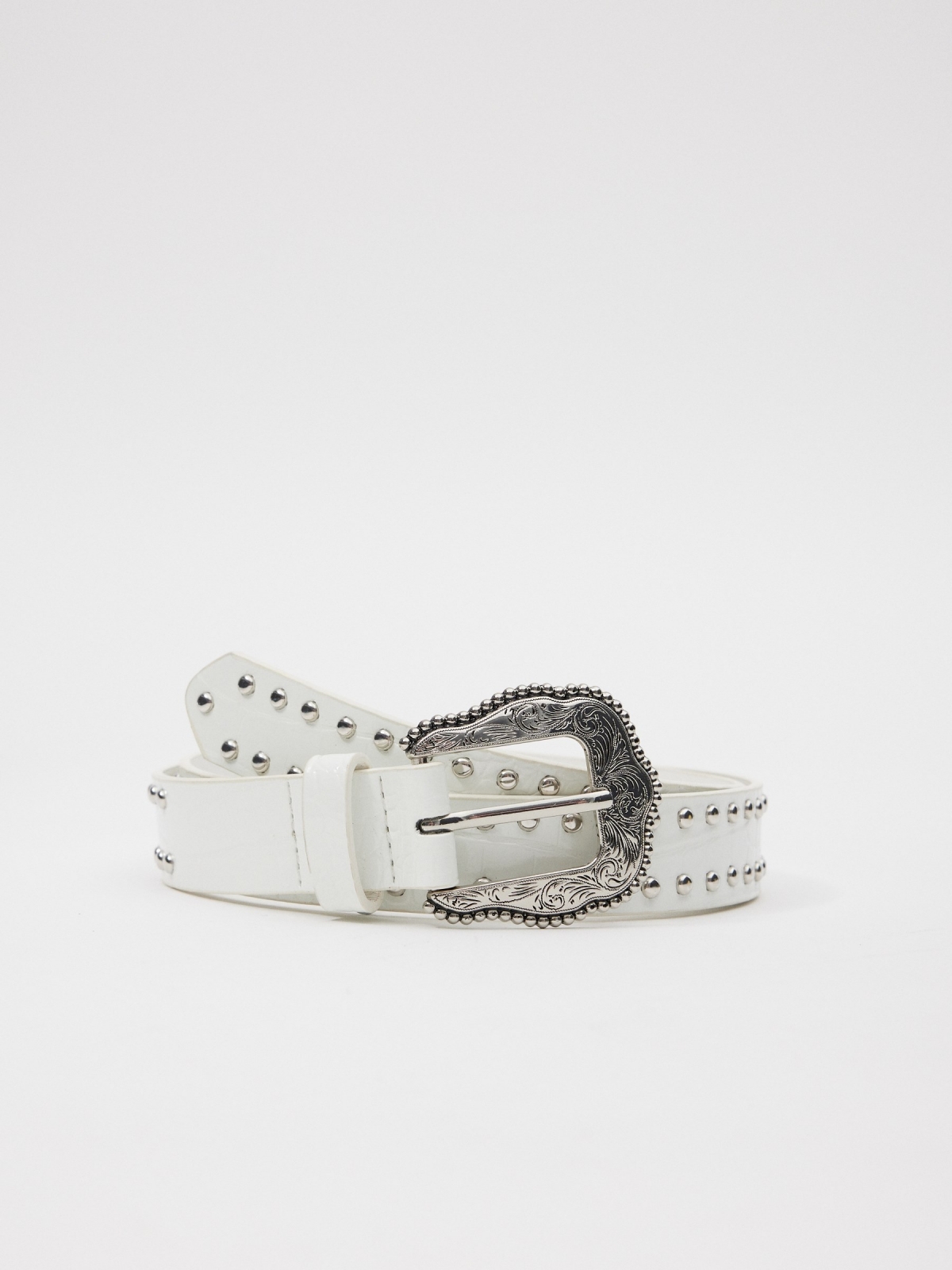 White belt with buckle and studs