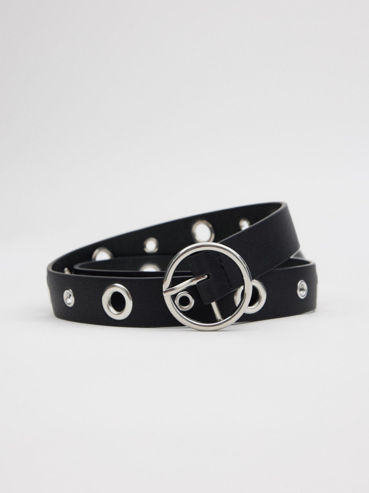 Studded round buckle belt