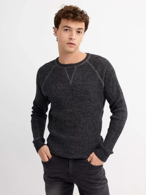 Basic mottled sweater grey middle front view