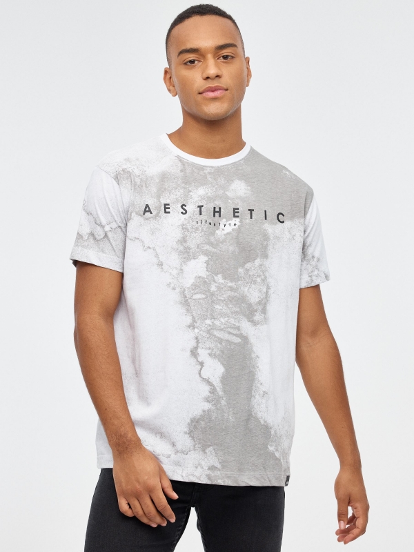 T-shirt AESTHETIC degradada branco vista meia frontal