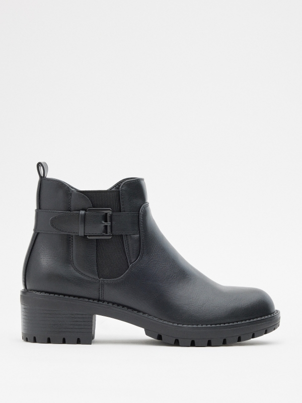 Ankle boots with buckle and elastics