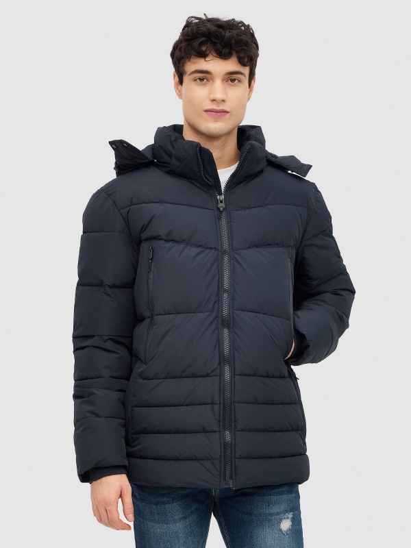 Nylon coat with zippered pockets