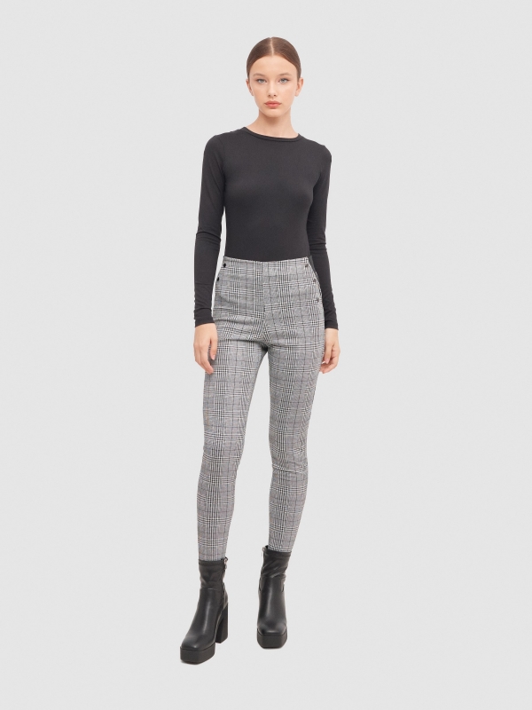 Superskinny checkered leggings black general front view