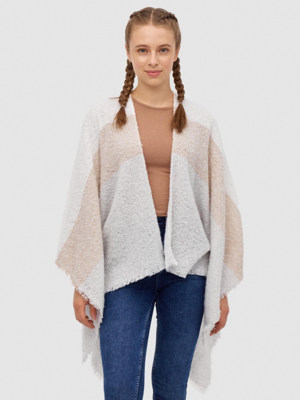 Bufanda tipo poncho color block