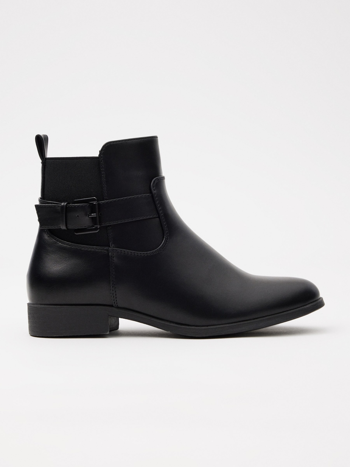 Elastic and buckle ankle boots