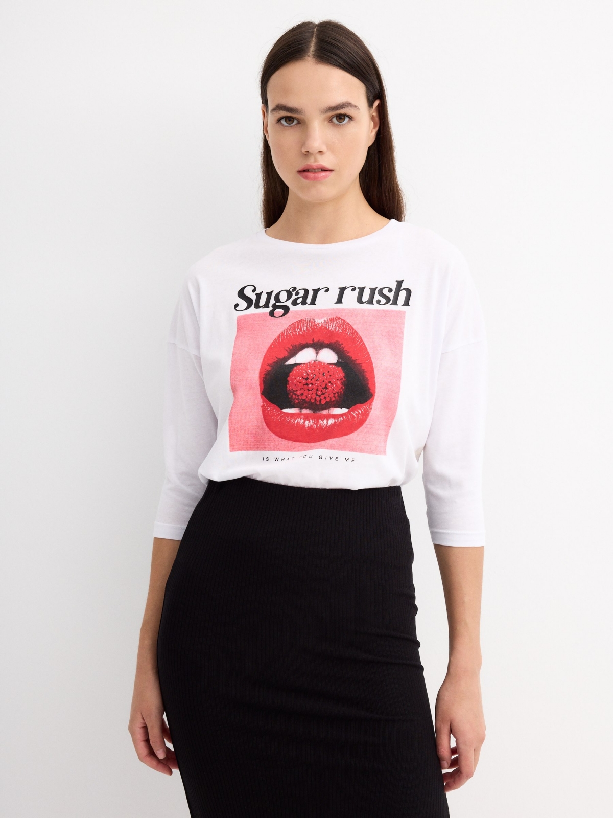 Sugar Rush crop top white middle front view