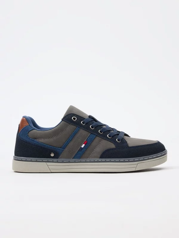 Zapatillasde polipiel azul y gris