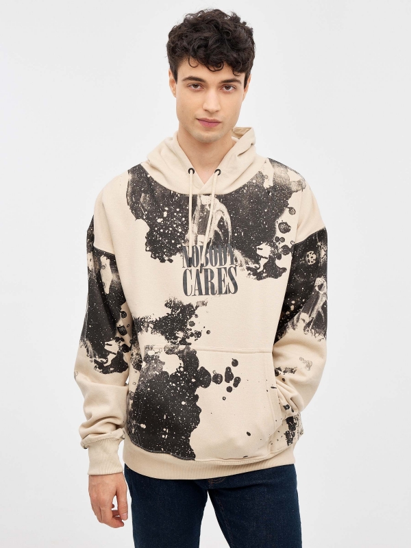 Sudadera Nobody Cares arena vista media frontal