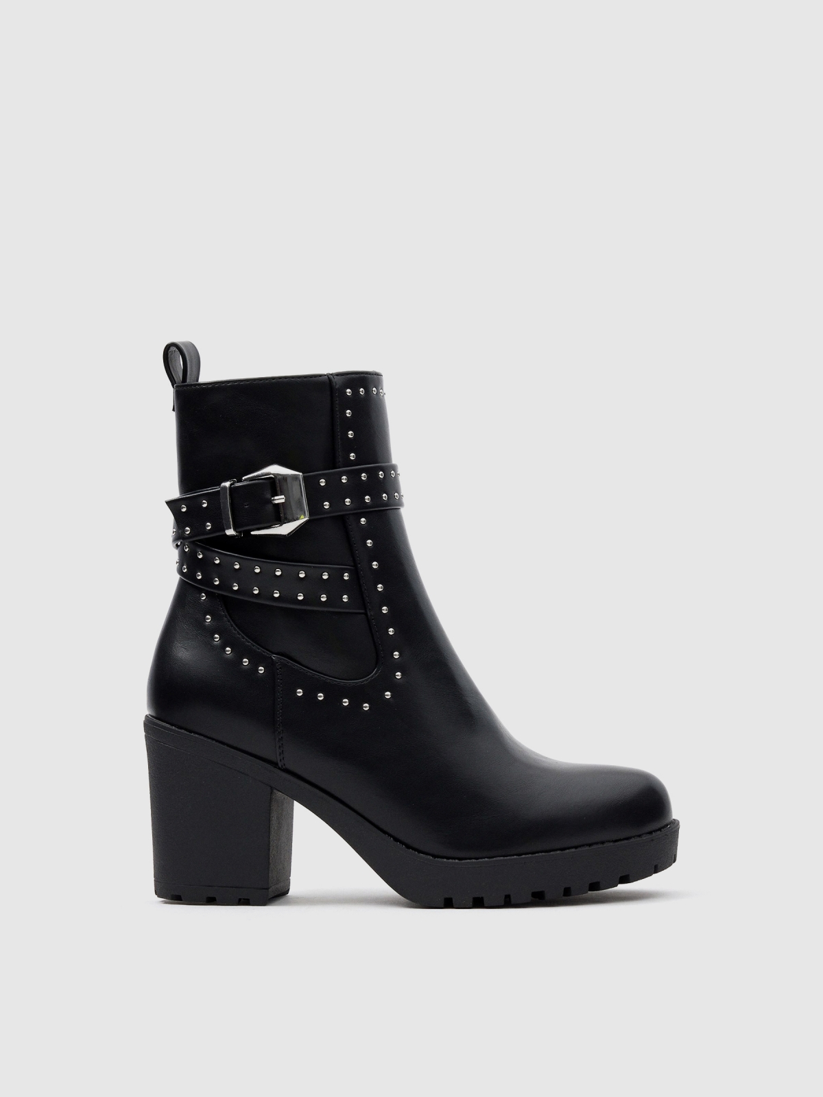 Elasticated and studded ankle boots