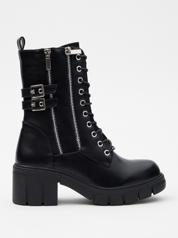 Ankle boots with studs and buckles