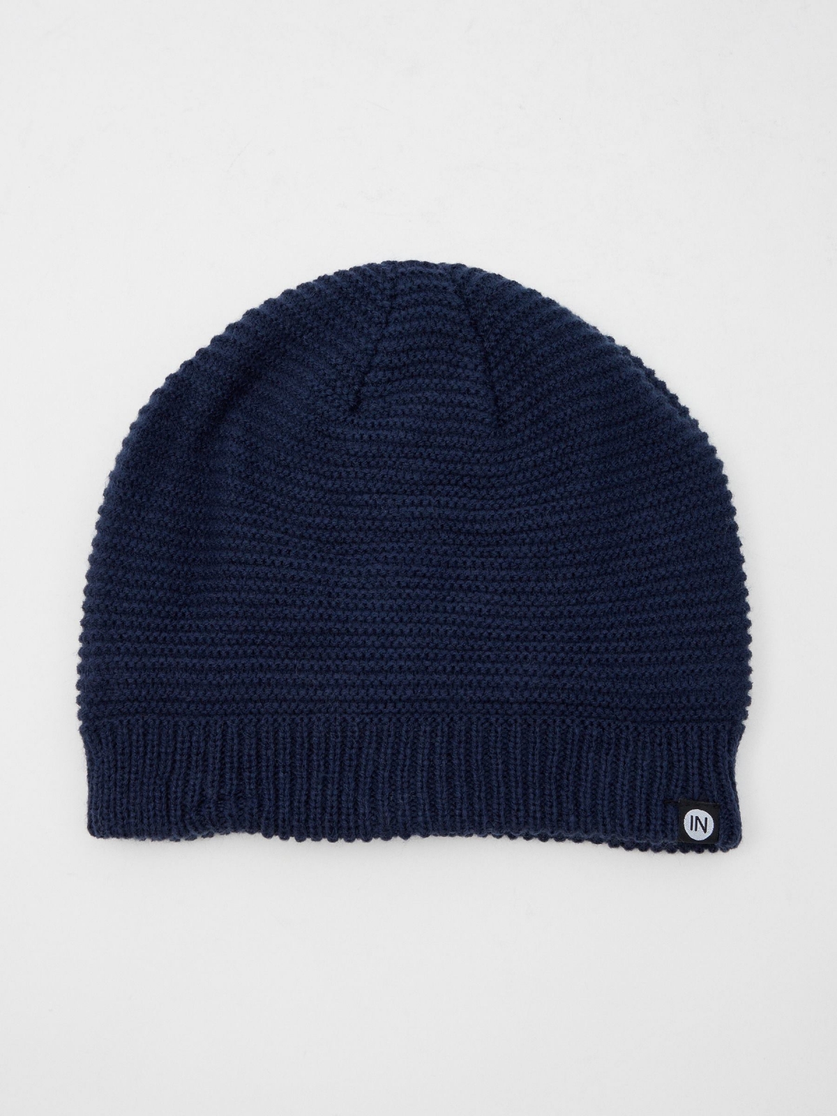 Gorro de punto con pelo azul