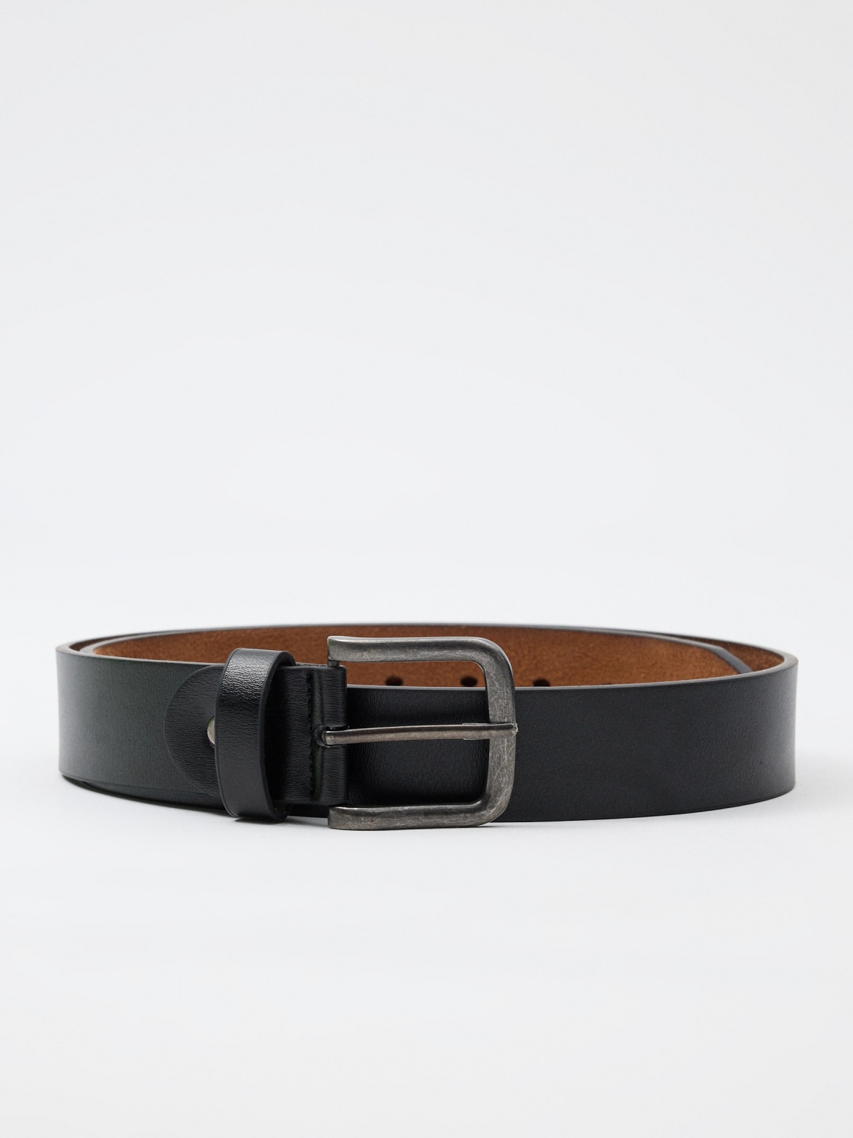 Thin black leatherette belt