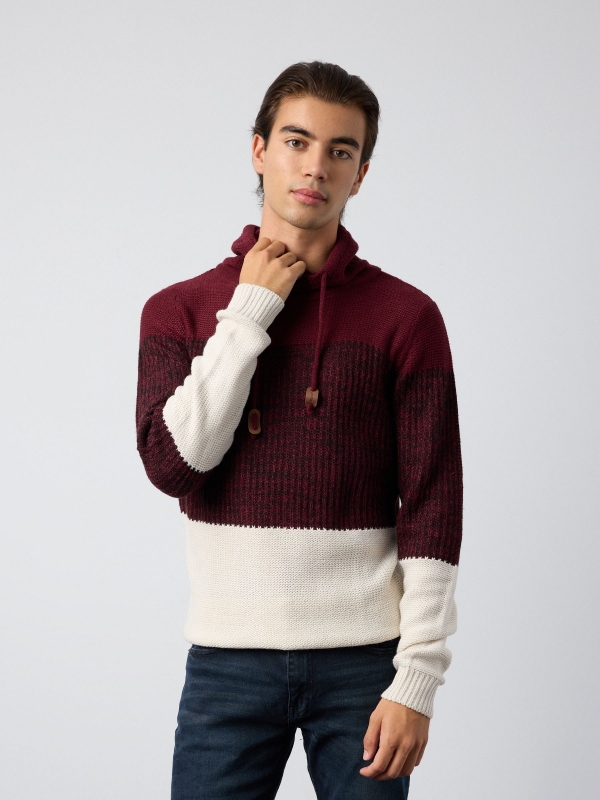 Block color turtleneck sweater