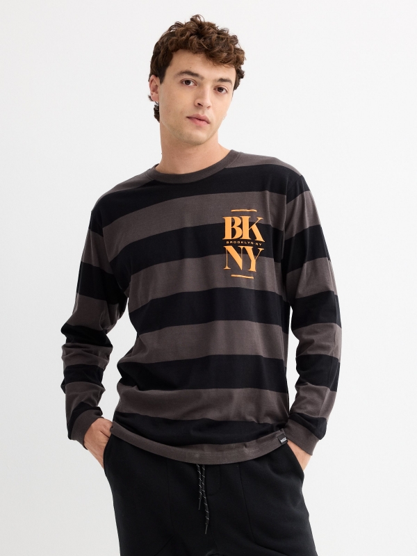 BKNY striped T-shirt black middle front view