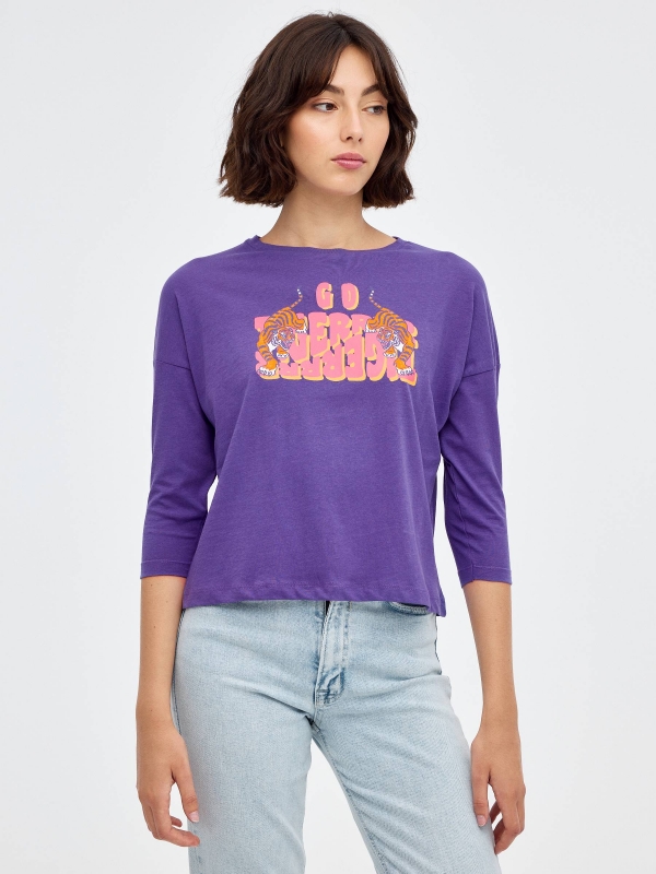 Tiger regular t-shirt violet middle front view