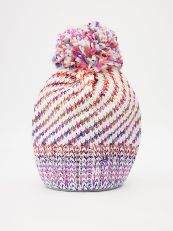 Women's multicolor pompom hat