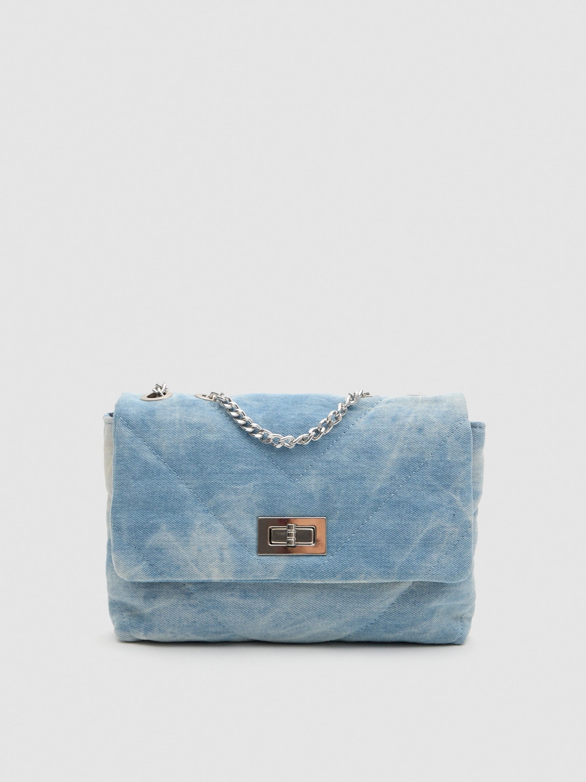 Bolso denim acolchado azul claro