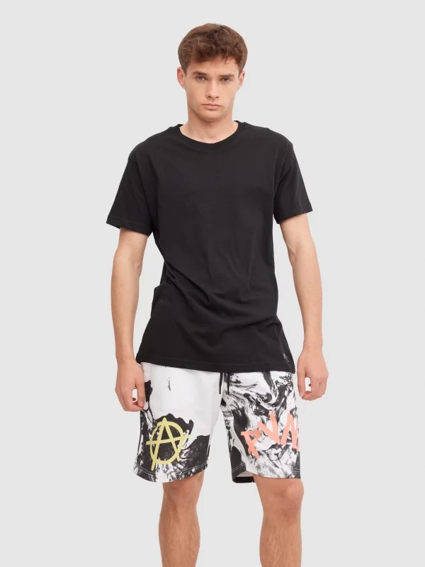 Bermuda jogger graffiti blanco vista media frontal