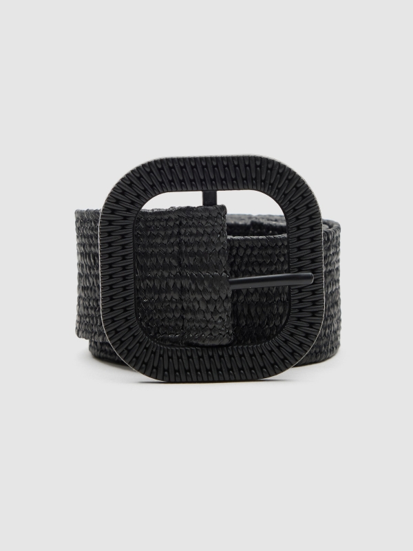 Black raffia belt