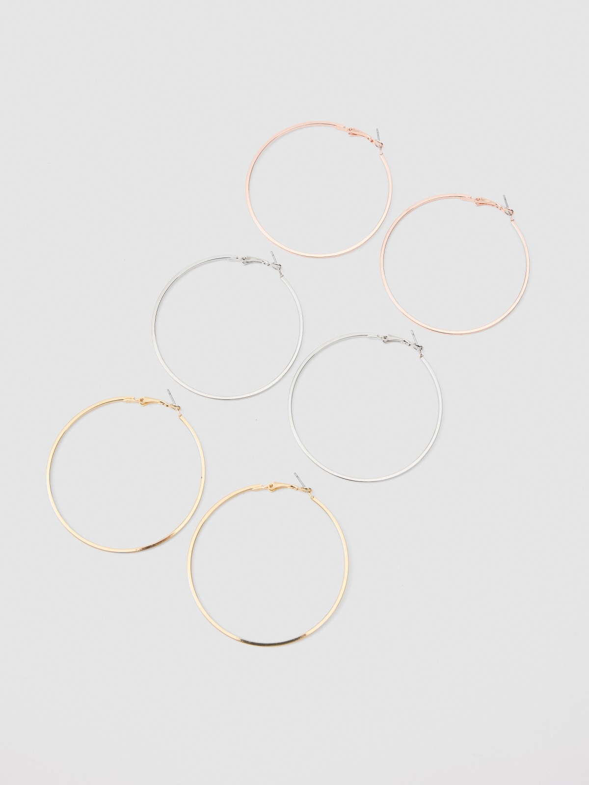 Set 3 combined hoop earrings beige