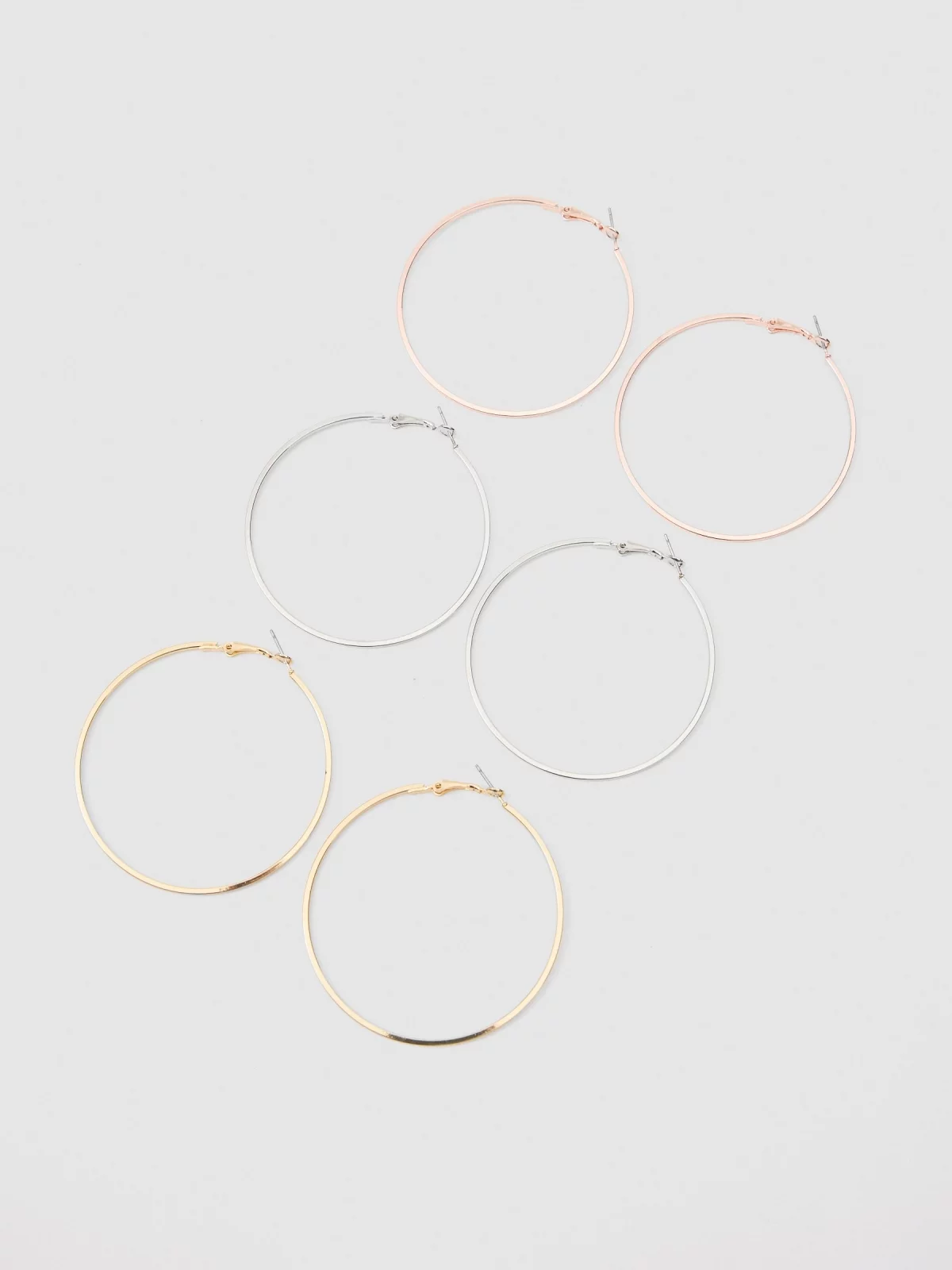 Set 3 combined hoop earrings beige