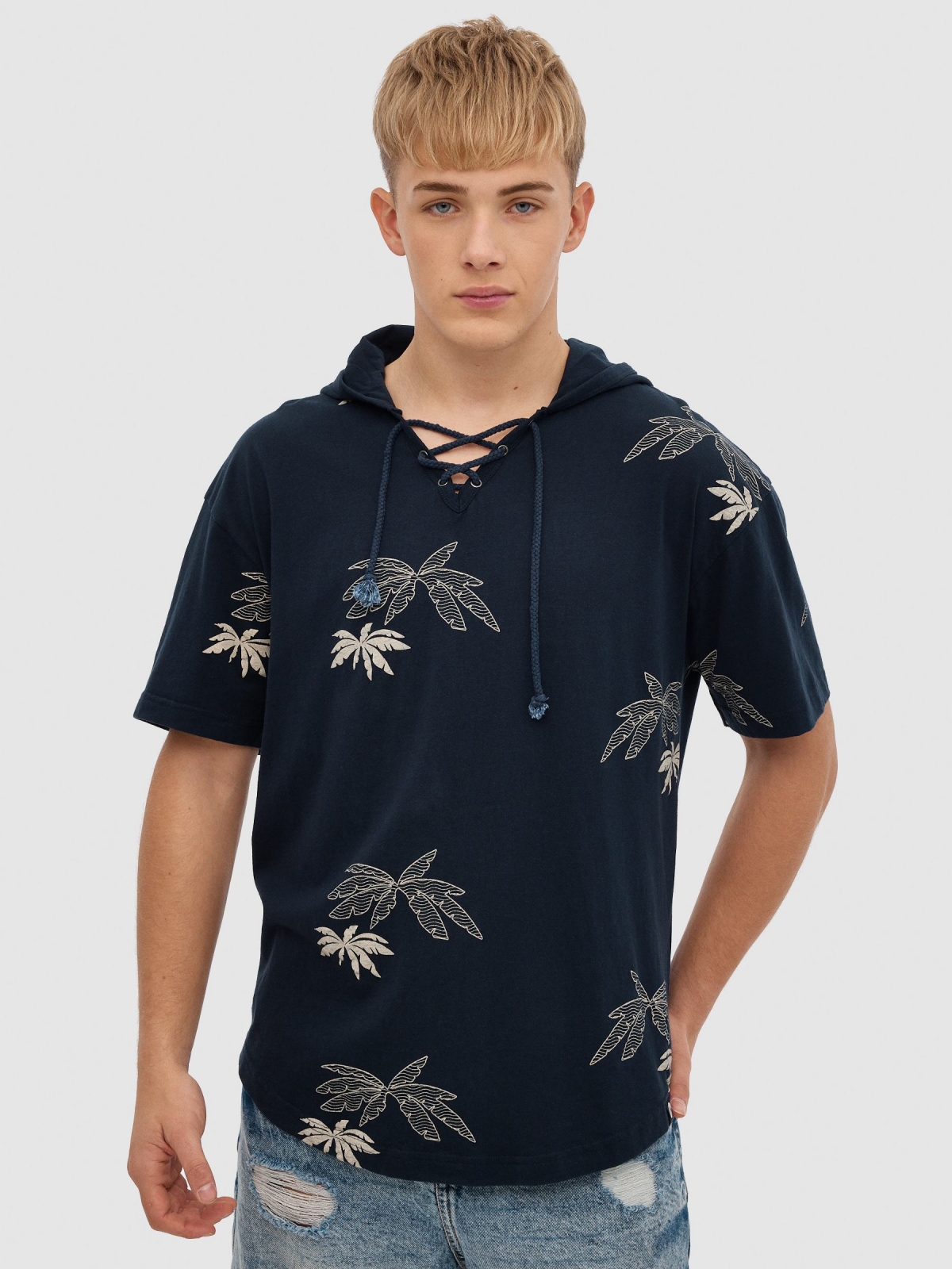 Palm trees hooded t-shirt