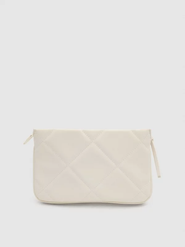 Leatherette shoulder bag ivory