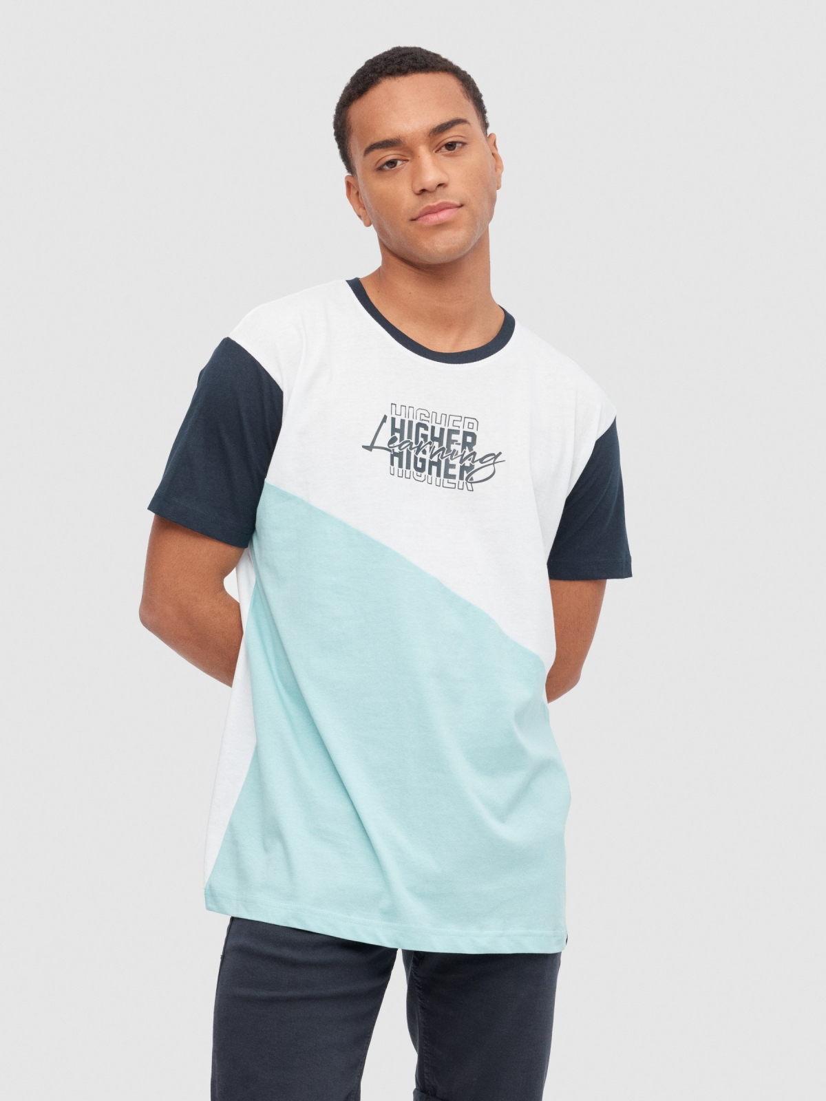 Diagonal colour block t-shirt