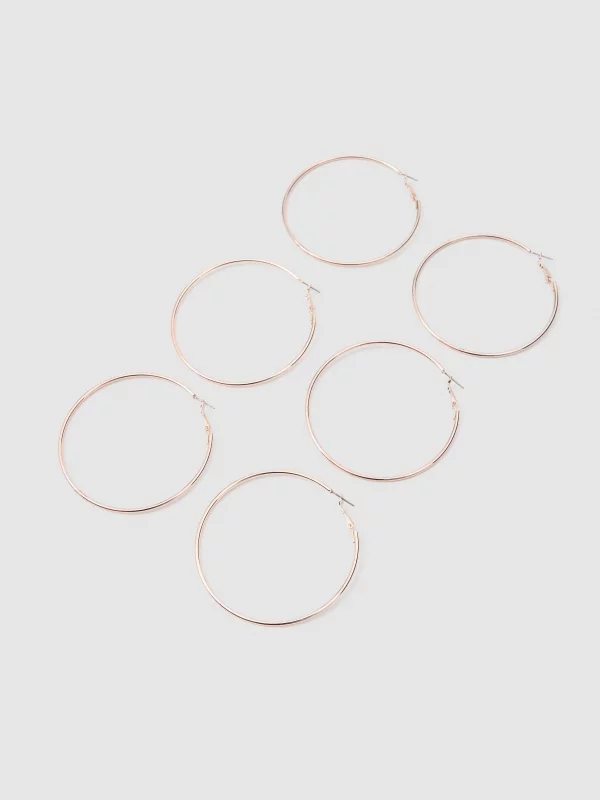 Set 3 brincos de argola bege