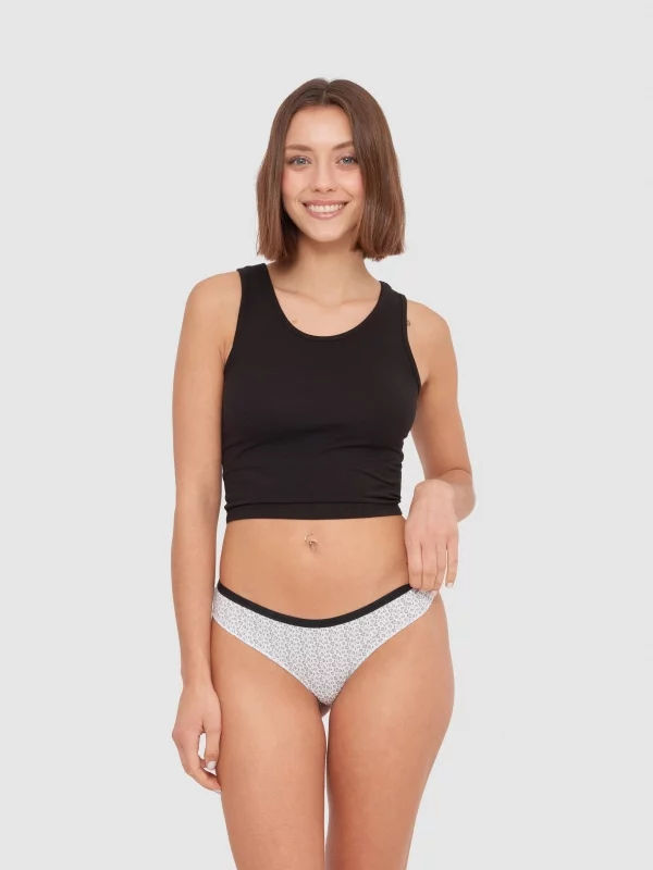 Tanga de algodão estampada pack 4 multicolorido vista meia frontal