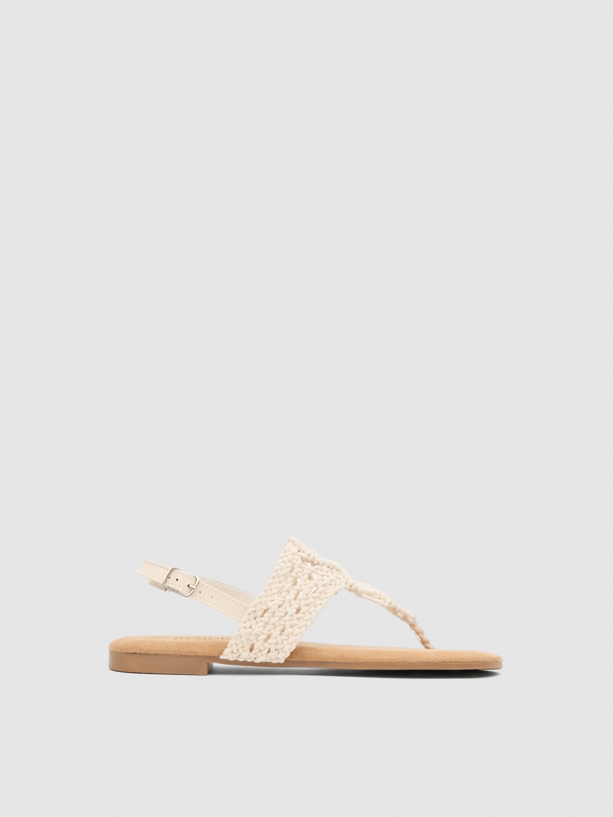 Macramé thong sandal off white