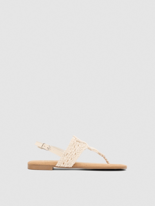 Macramé thong sandal off white