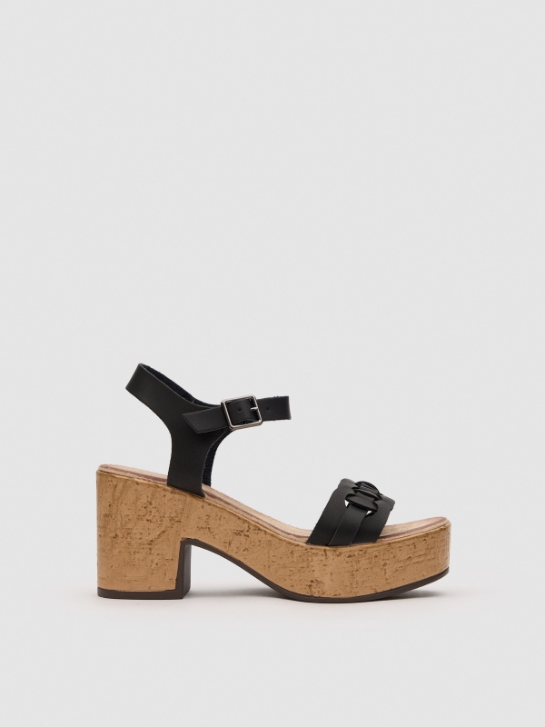 Leatherette straps sandal black
