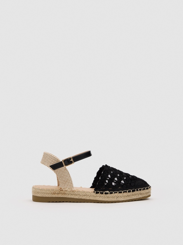 Crochet espadrille sandal black