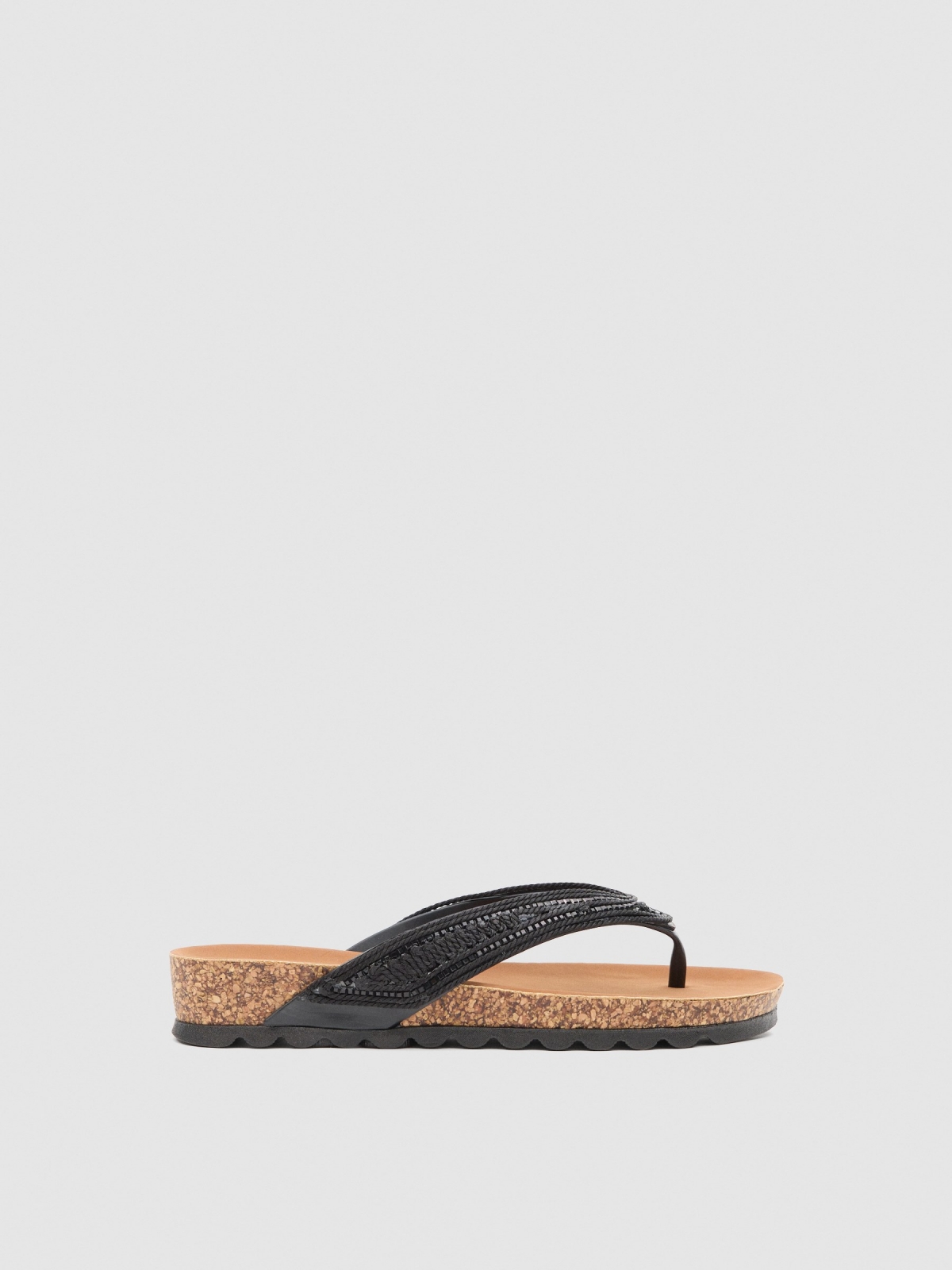 Glitter flat sandal black