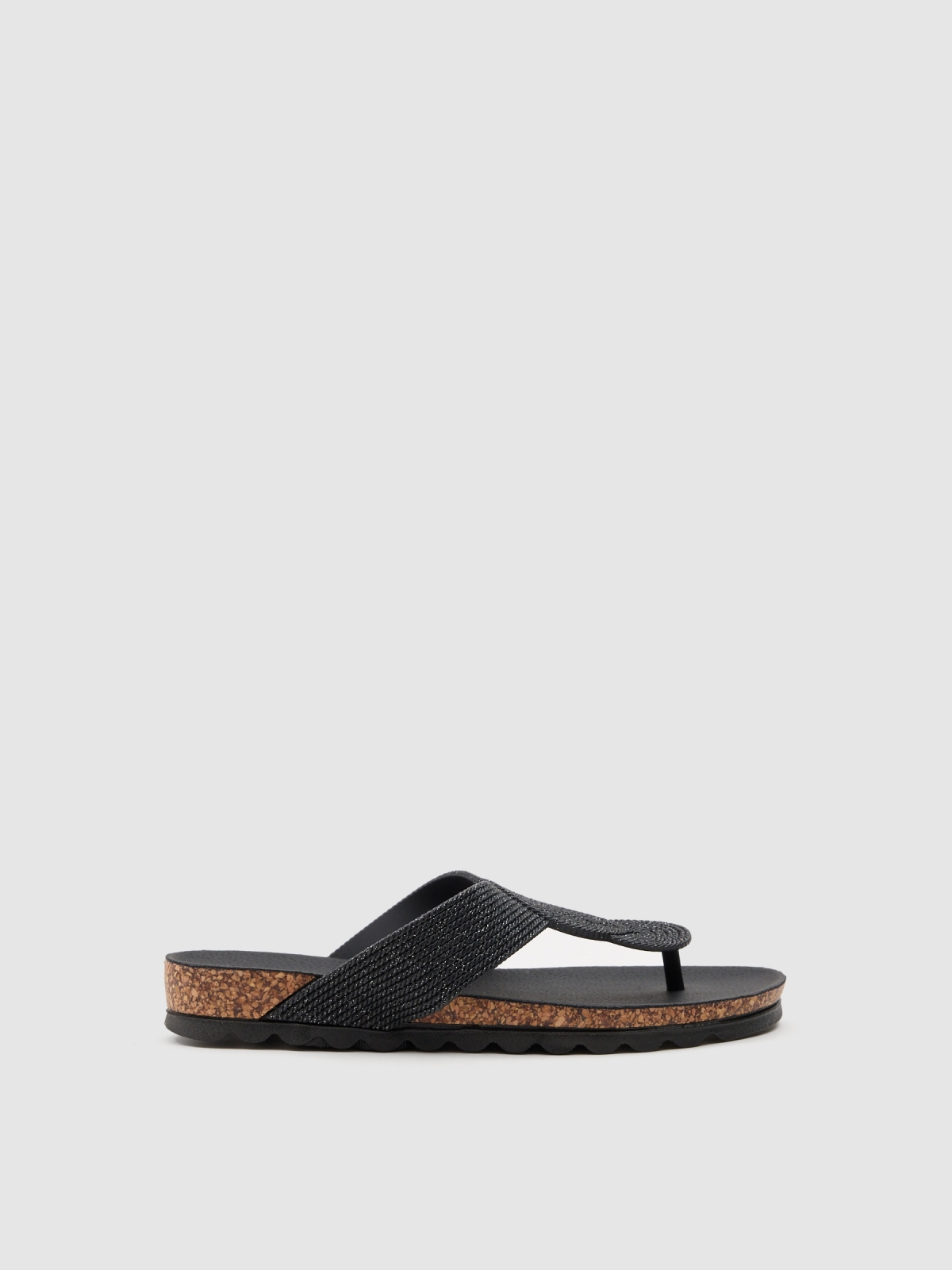 Glitter thong sandal black