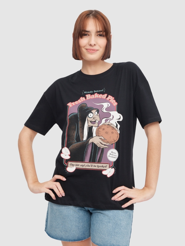 T-shirt Disney Villains preto vista meia frontal