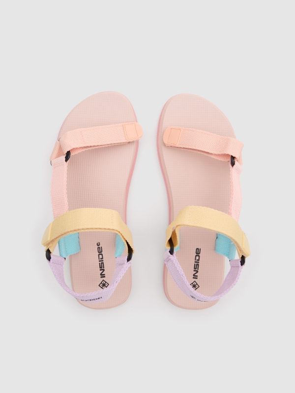 Velcro flip flops with pastel strips