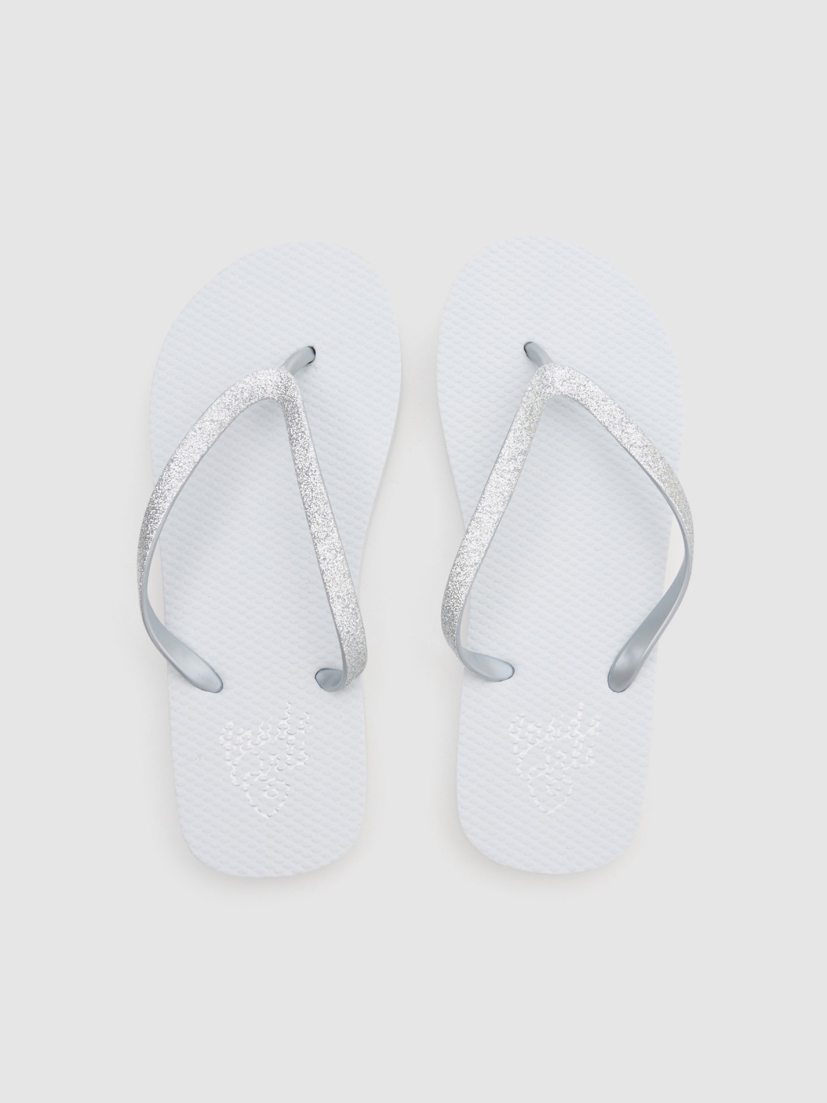 White toe flip flop with glitter