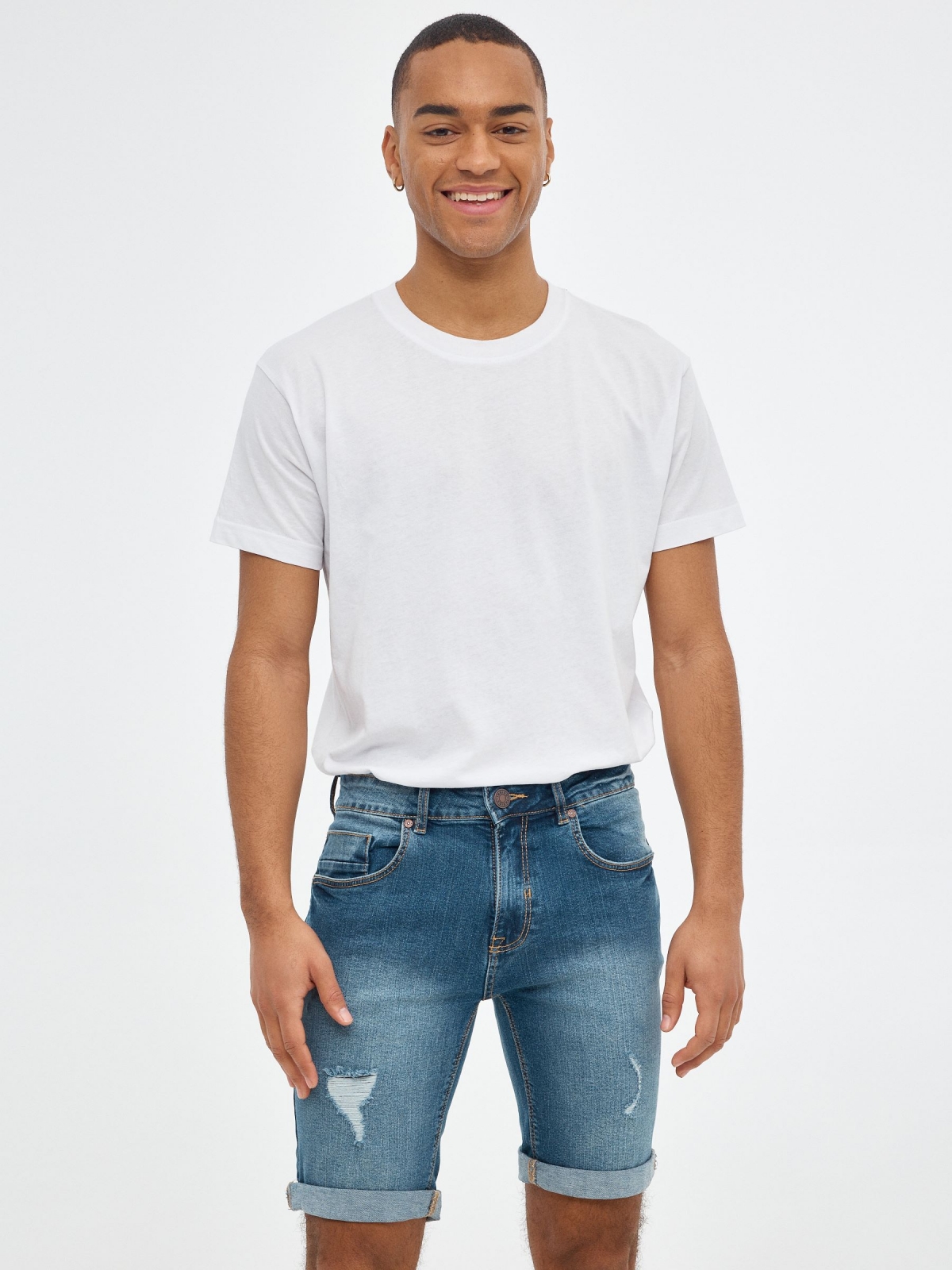 Basic denim bermuda