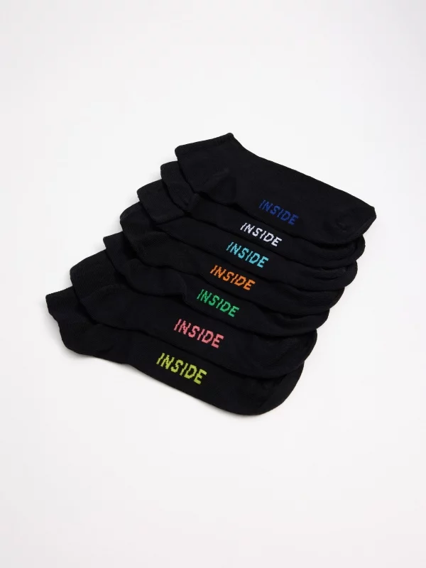 Pack of 7 black ankle socks