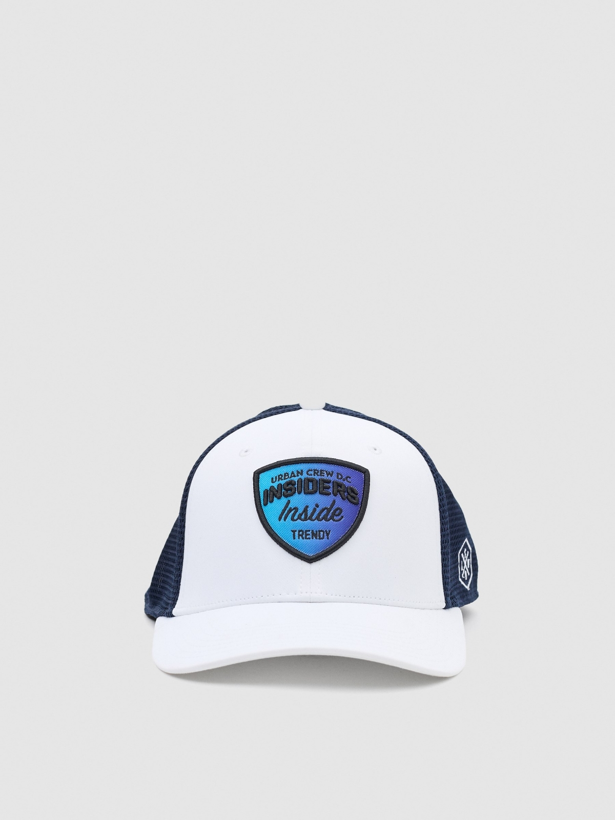 Gorra Insiders bicolor blanco vista frontal 45º