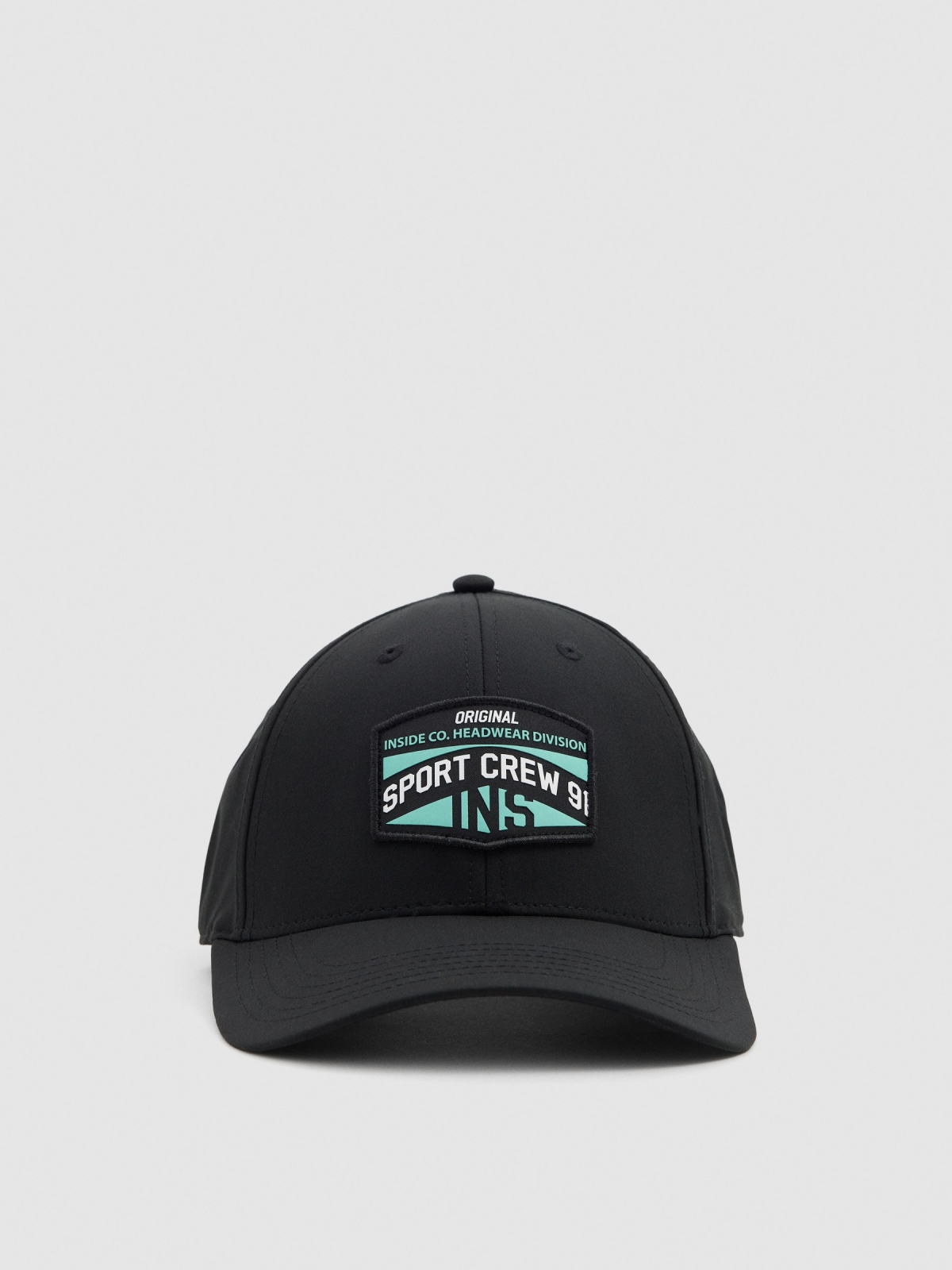 Black sport crew baseball cap black 45º front view