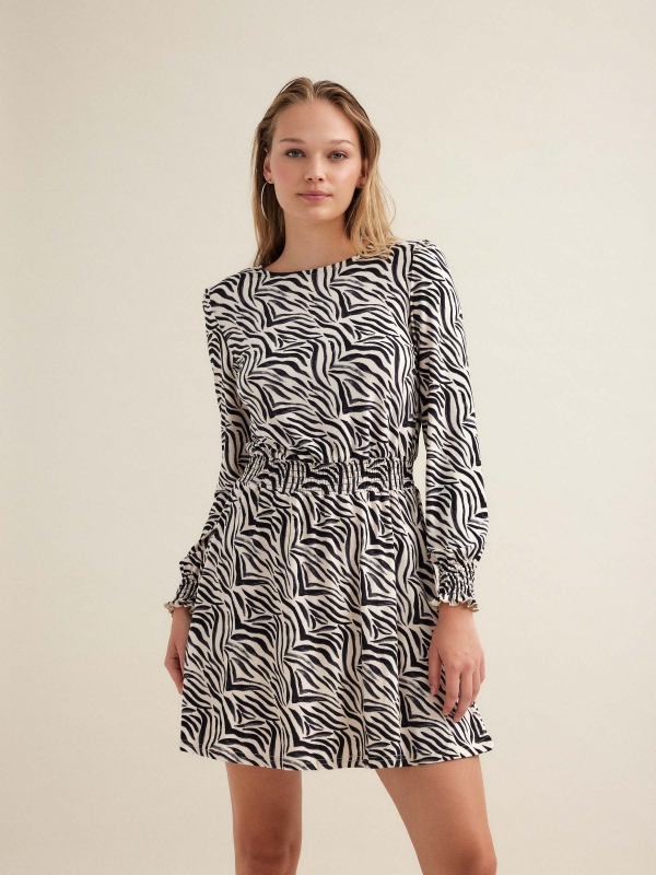 Zebra dress black three-quarter front view