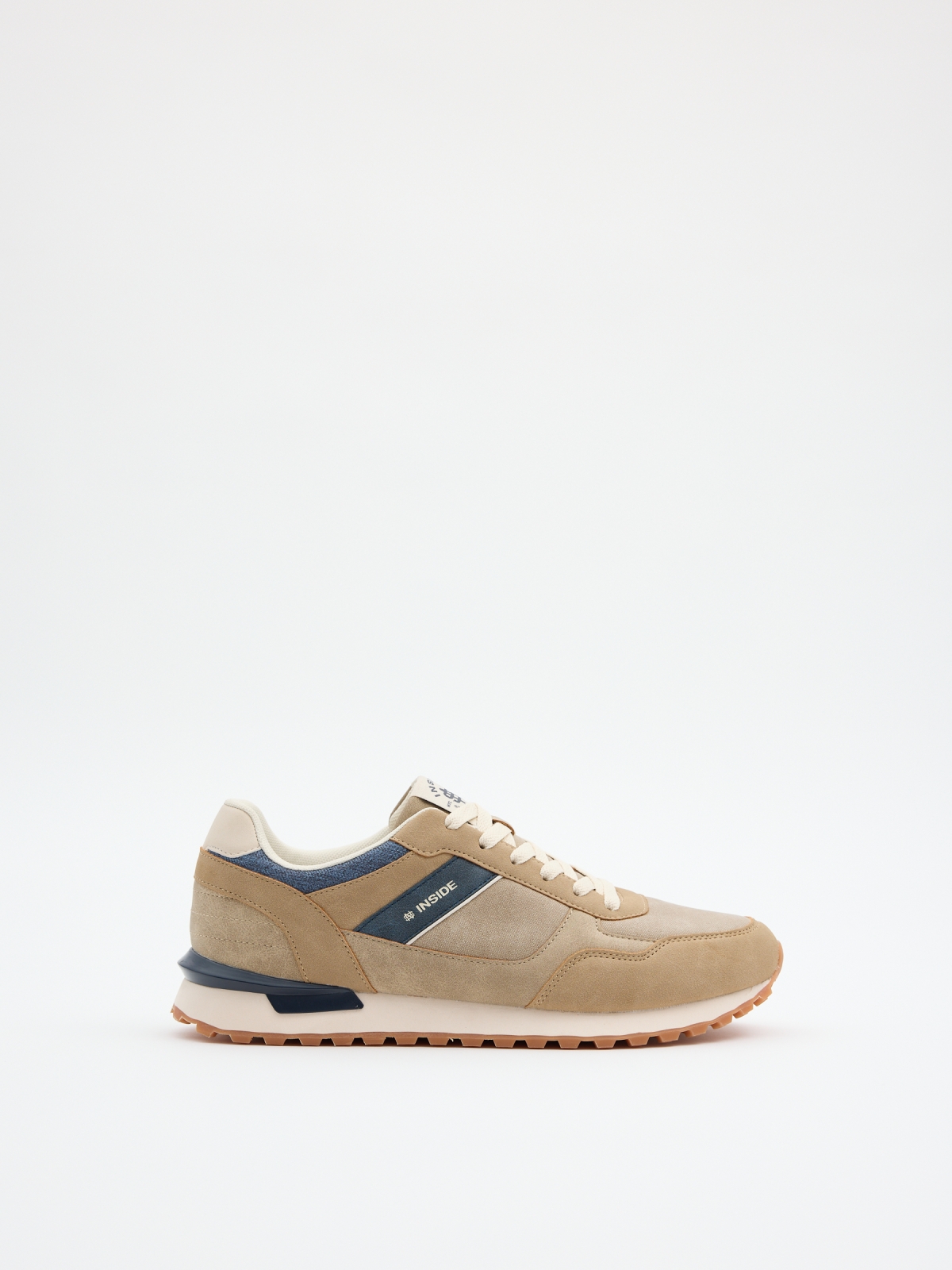 Beige combined running sneakers