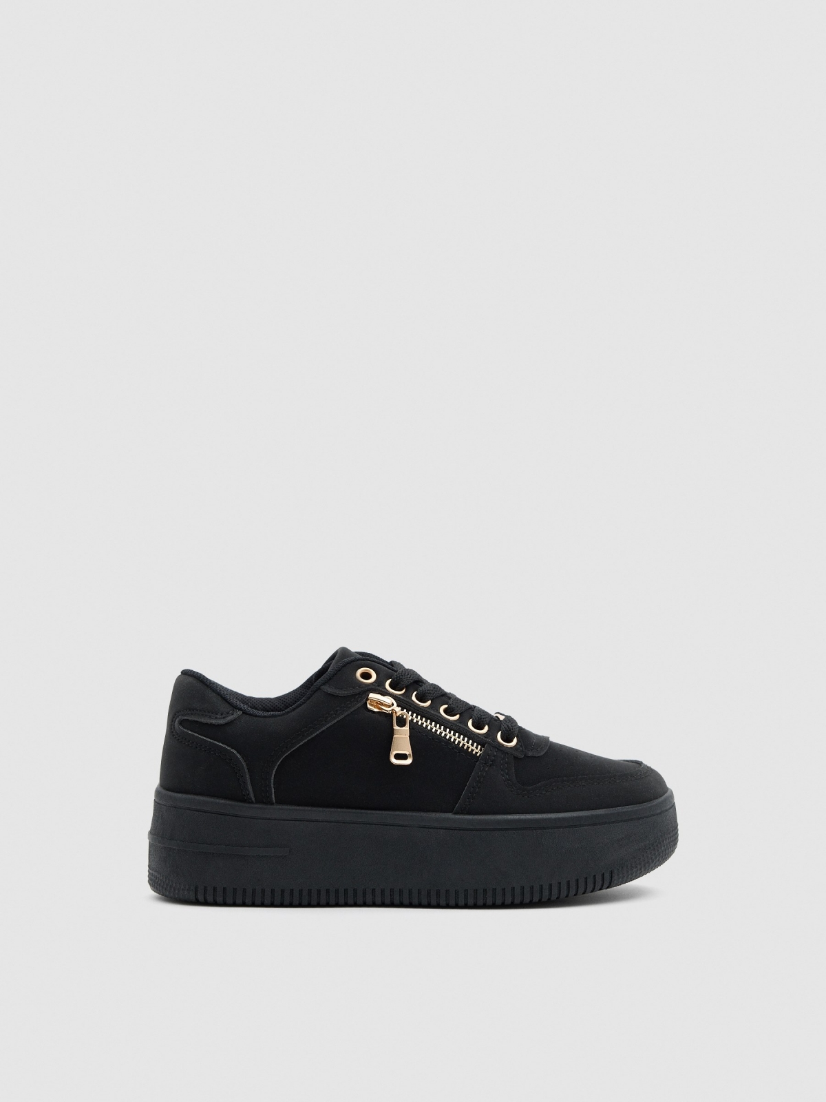 Modern platform sneakers black profile view