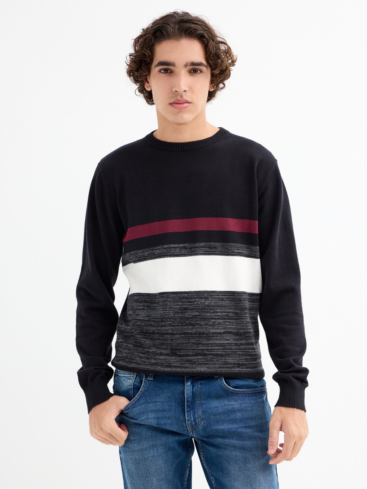 Black striped knitted jumper